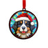 Bernese Mountain Dog in Santa Hat Suncatcher Decoration